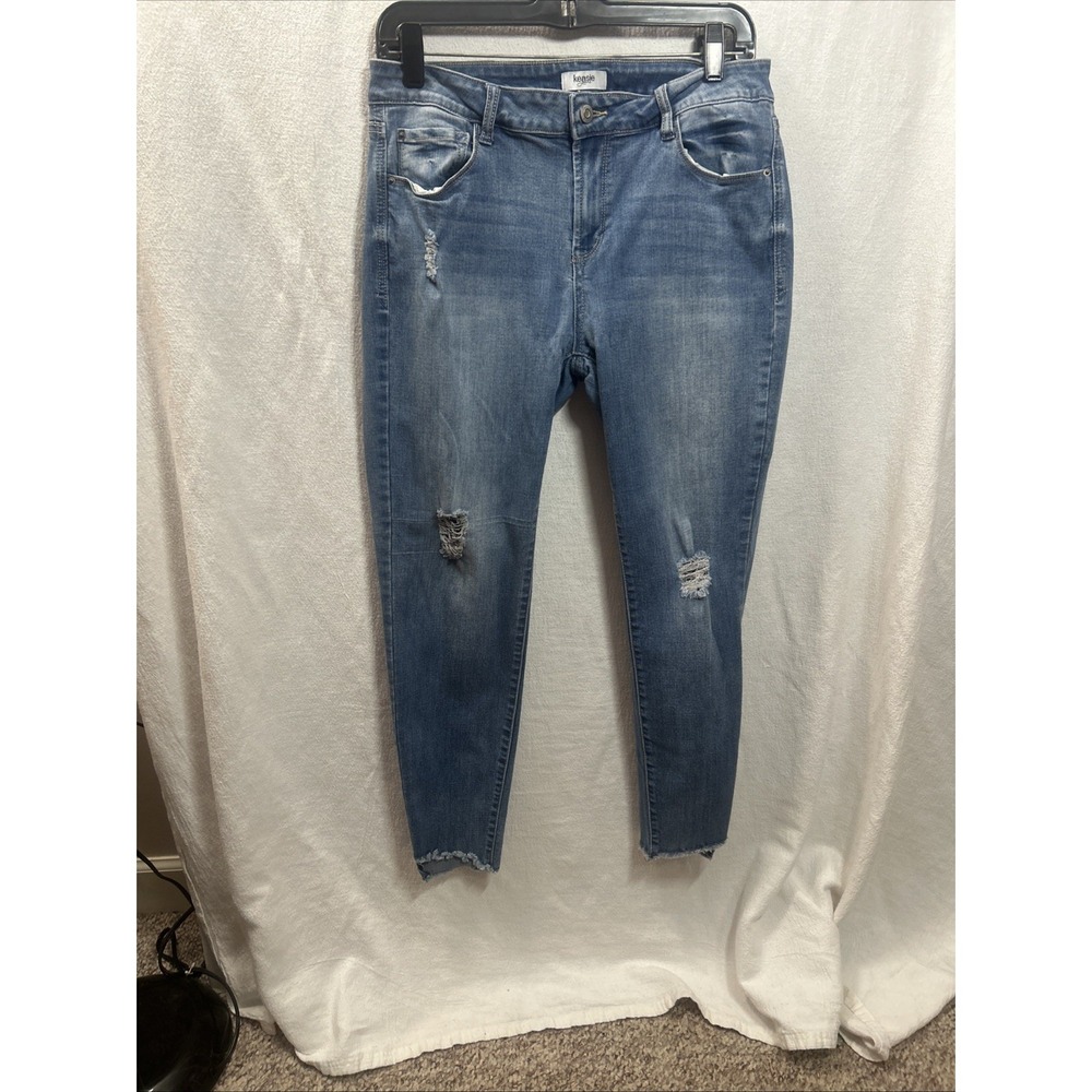 Kenzie Women's Straight Leg Faded Jeans Distressed Size 10 Frayed Hem
